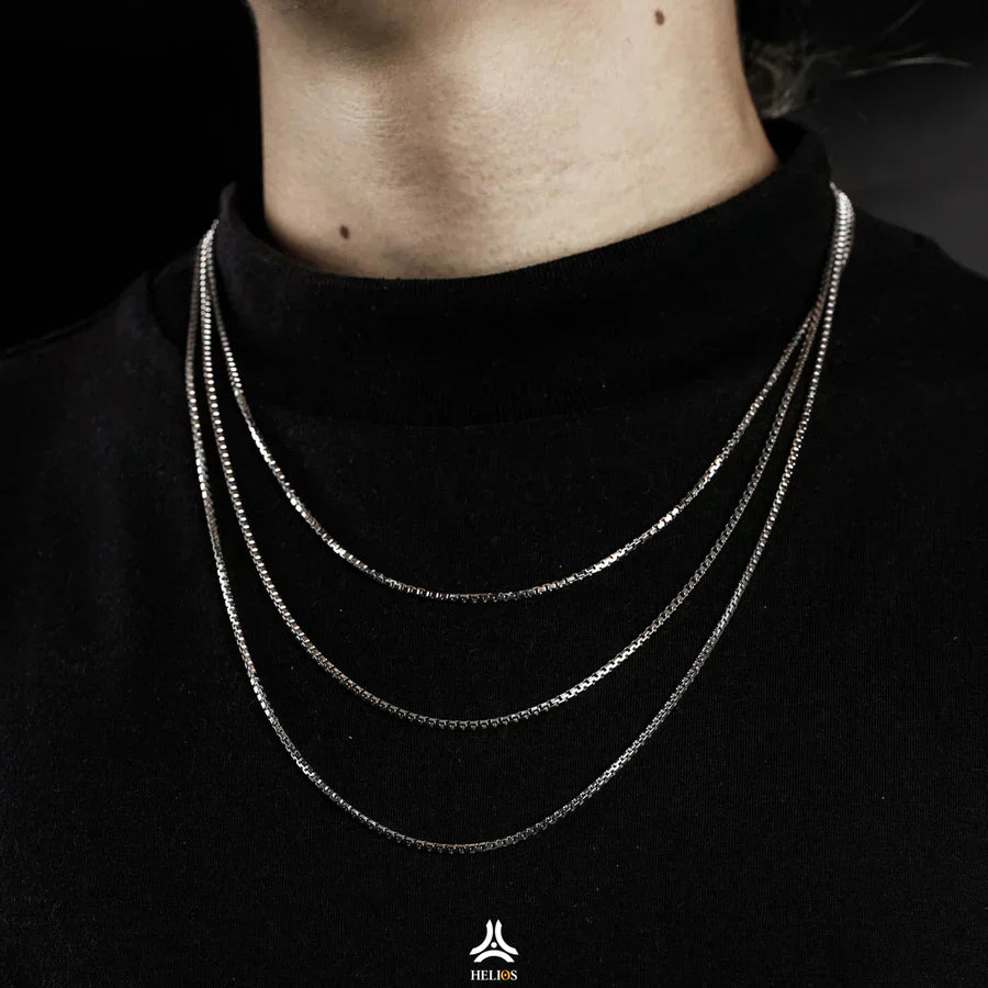 남자를 위한 심플하면서도 아름다운 4개의 작은 실버 체인 목걸이